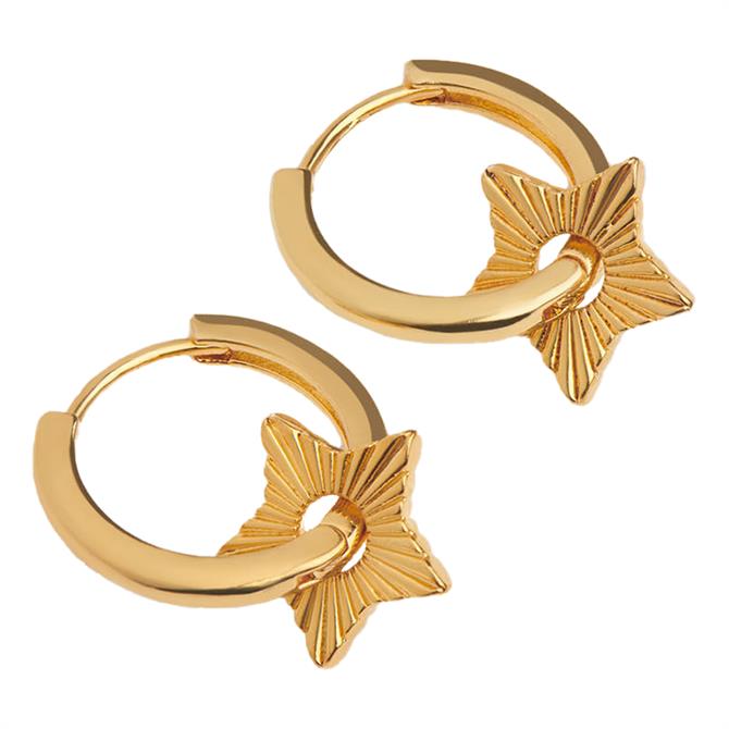 Whistles Gold Textured Star Mini Hoop Earrings